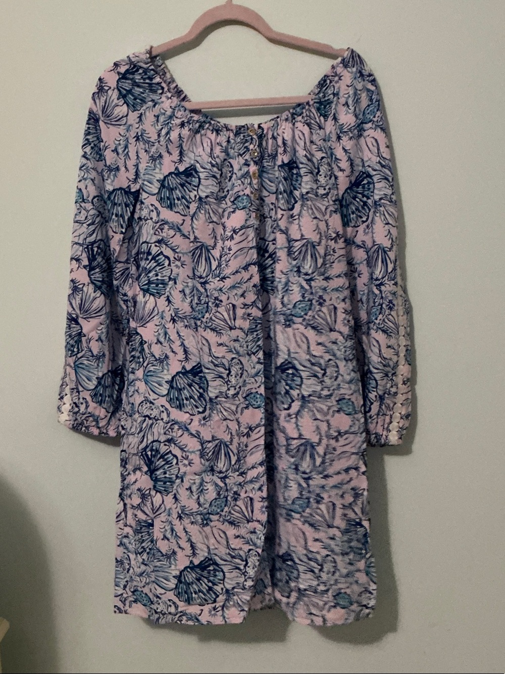Lilly Pulitzer Rumy Tunic Dress, Floral Blue a d Pink size Large